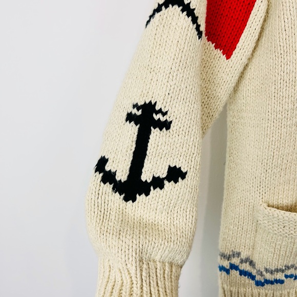 Polo Ralph Lauren Cream Boating Nautical Chunky Knit Zipped Cardigan UK L - Picture 9 of 15